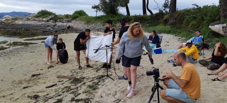 Rodaje del cortometraje sobre basuras marinas en la isla de Cortegada